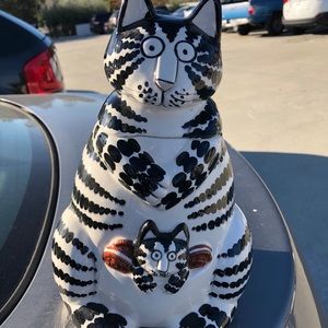 Tabby cat cookie jar/ decoration, 12 inches tall